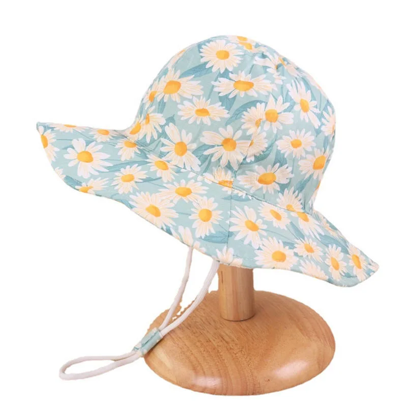 Summer Kids Sun Hat Cartoon Animal Printed Wide Brim Children Girls Boys Bucket Hat Cap