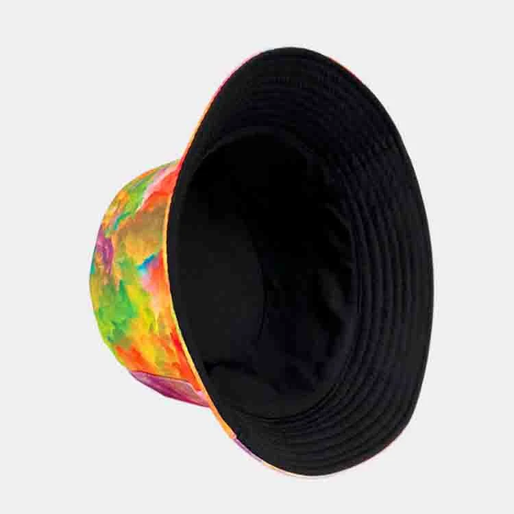 Custom Logo Unisex Fisherman Caps Wholesale Tie Dye Reversible Bucket Hat