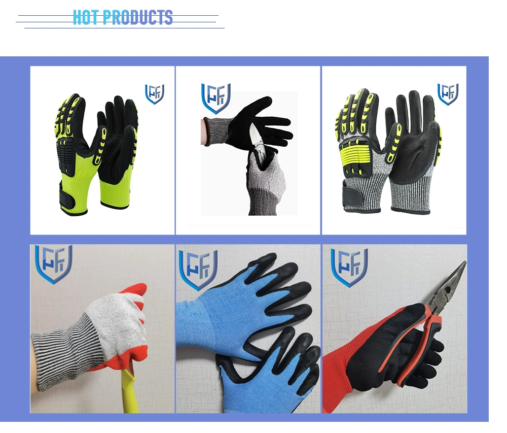 High Quality 13 Gauge Hppe Cut Resistant Palm Coating Nitrile Sandy Safety Work Hand Gloves