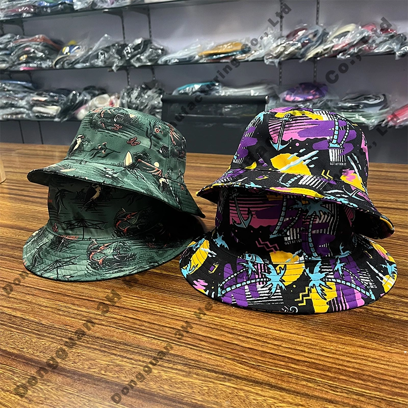 High Quality Designer Polyester Wide Brim Print Fisherman Hat for Unisex Custom Printed Reversible Bucket Hats