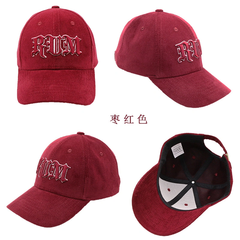 Wholesale Custom Logo Embroidery Corduroy Hat Fashion Baseball Sport Snapback Cap Hat