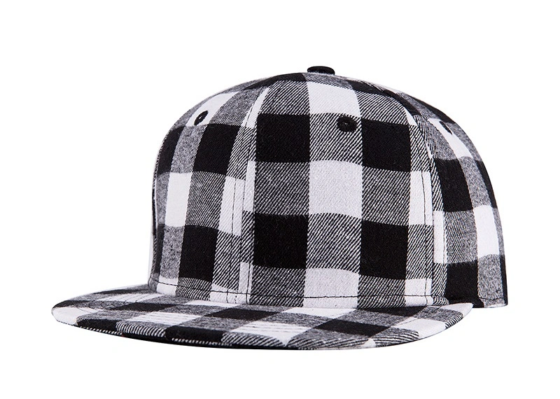 Autumn and Winter New European and American Fashion Cotton Black and Red Plaid Hip-Hop Baseball Cap