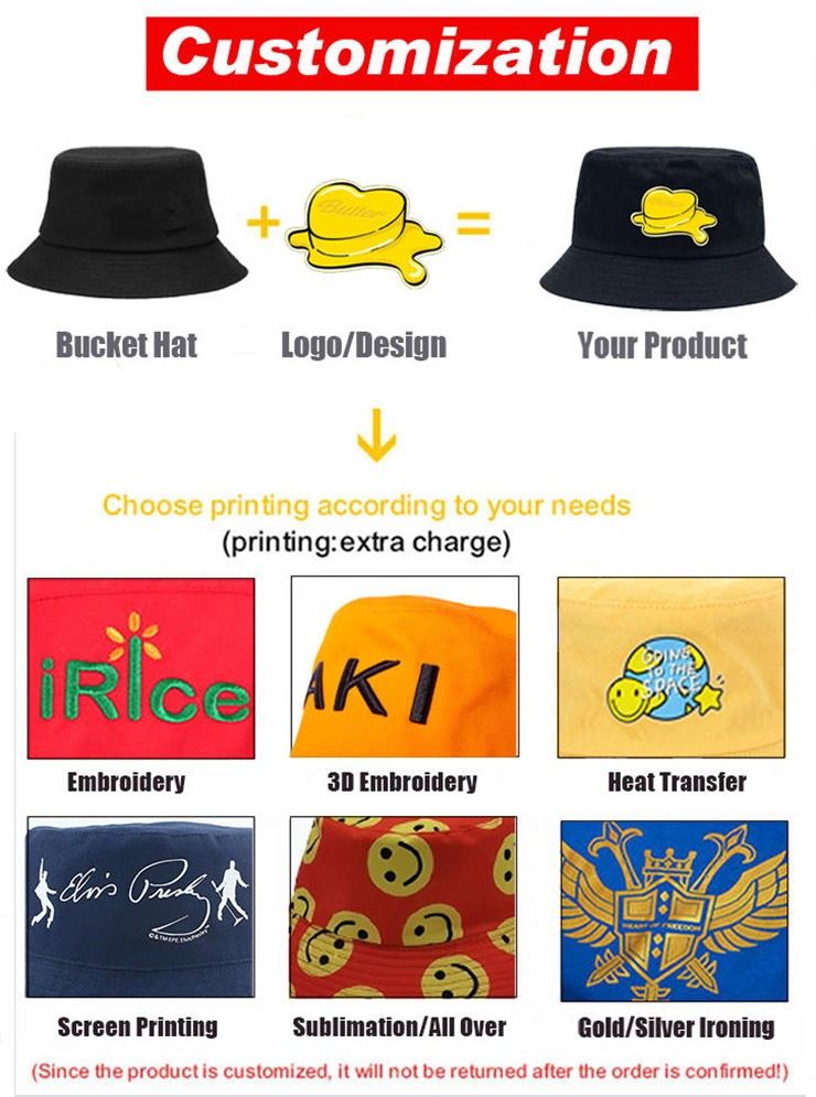 Aibort Wholesale Customized Personalized Double-Sided Design Adult and Kids Embroidered Sublimation Bucket Hat with Own Logo