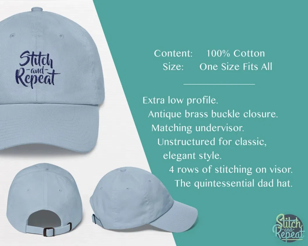 Wholesale Minimal Wave Embroidered Cotton Twill Hat Personalized Snapback Hat Cap