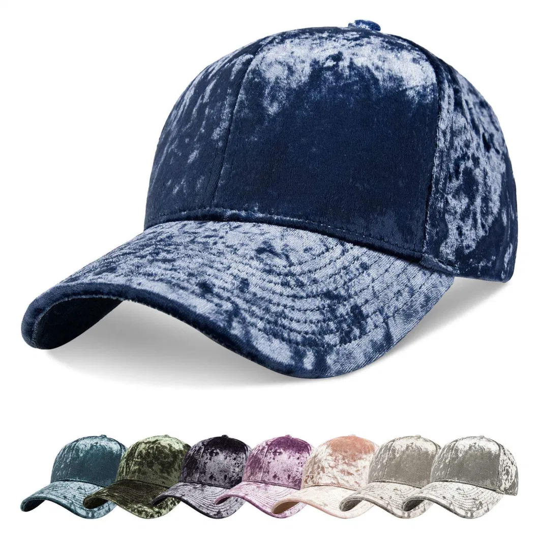 High Quality 6 Panel Embroidered Logo Hat Custom Velvet Baseball Cap