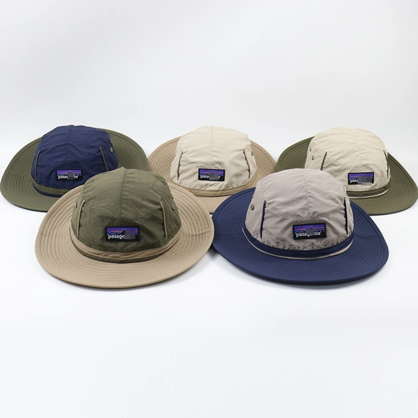 High Quality Vented Outdoor Boonie Waterproof Hat Custom Rubber Patch Bucket Hat with Removable String