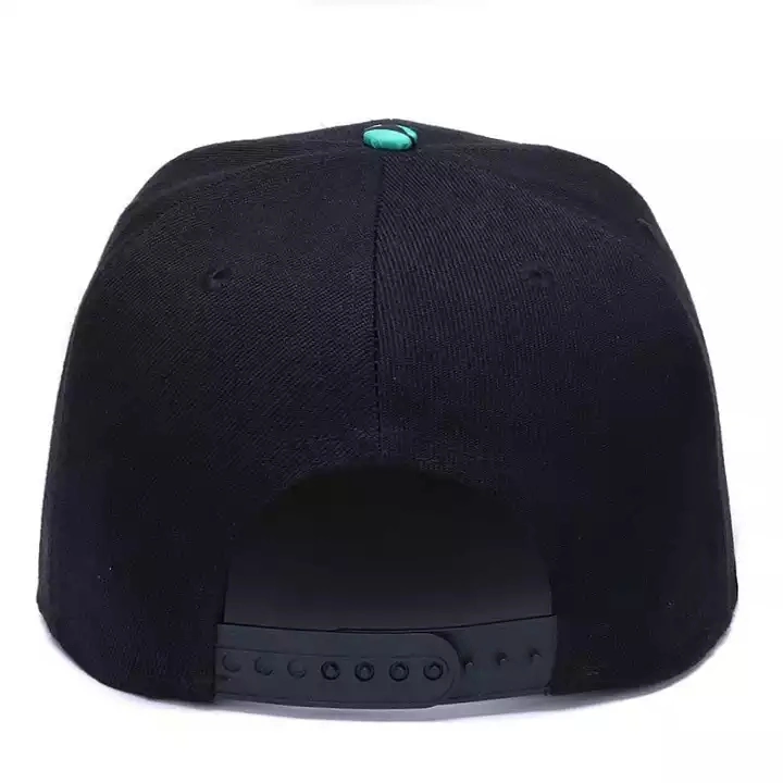 Factory Custom Flat Brim Printed Cap Snap Back Hats 3D Embroidery Black Snapback Cap