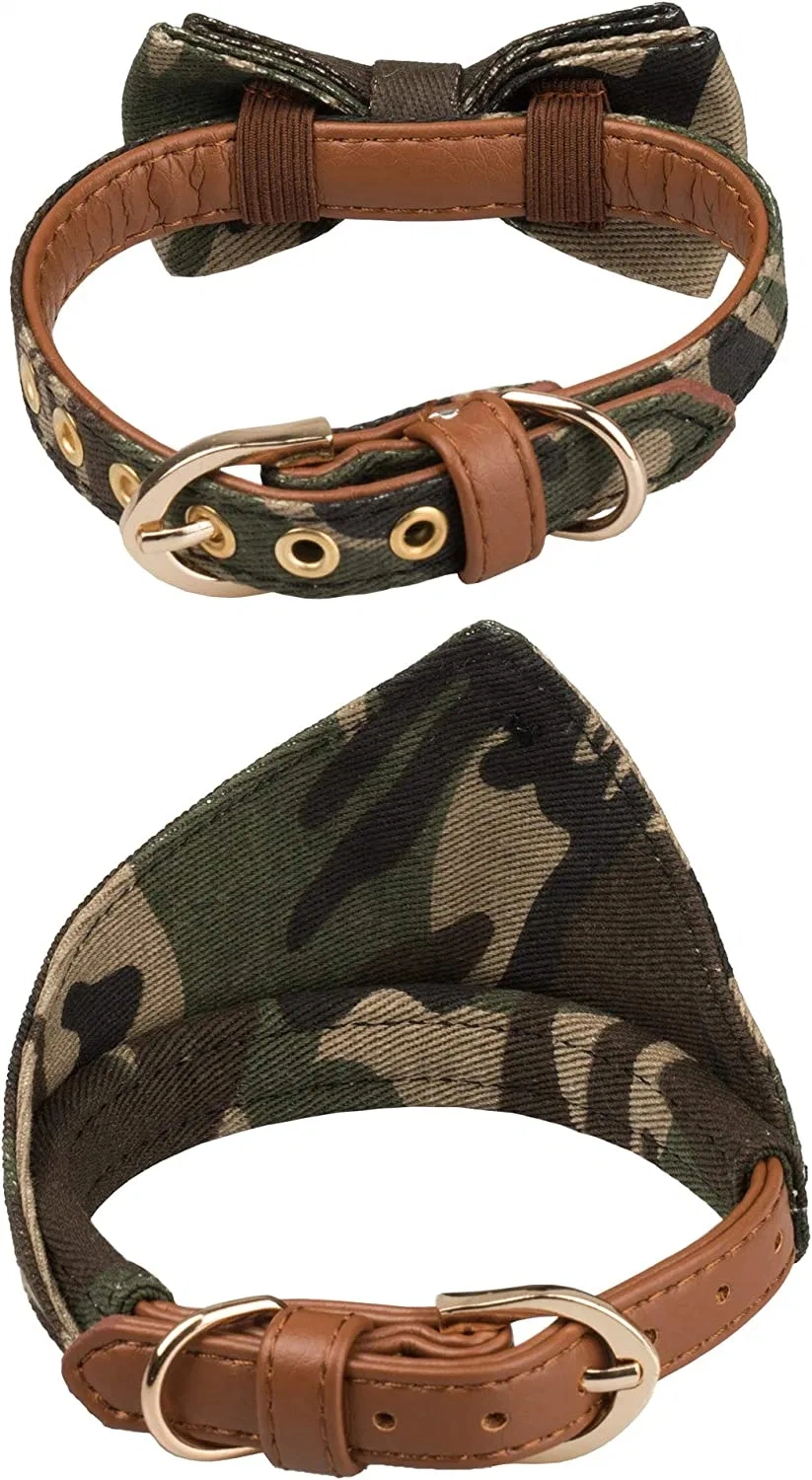 Wholesale Custom Logo Pattern Camouflage Style Adjustable Pet Bow Tie Collar Triangle Scarf Dog Bandana