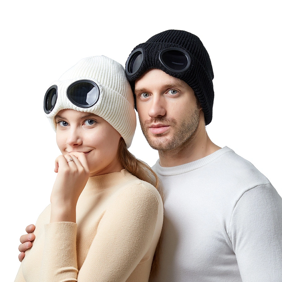 2023 Unisex Winter Cycling Thicken Knit Warm Beanie Earflaps Hat with Glasses