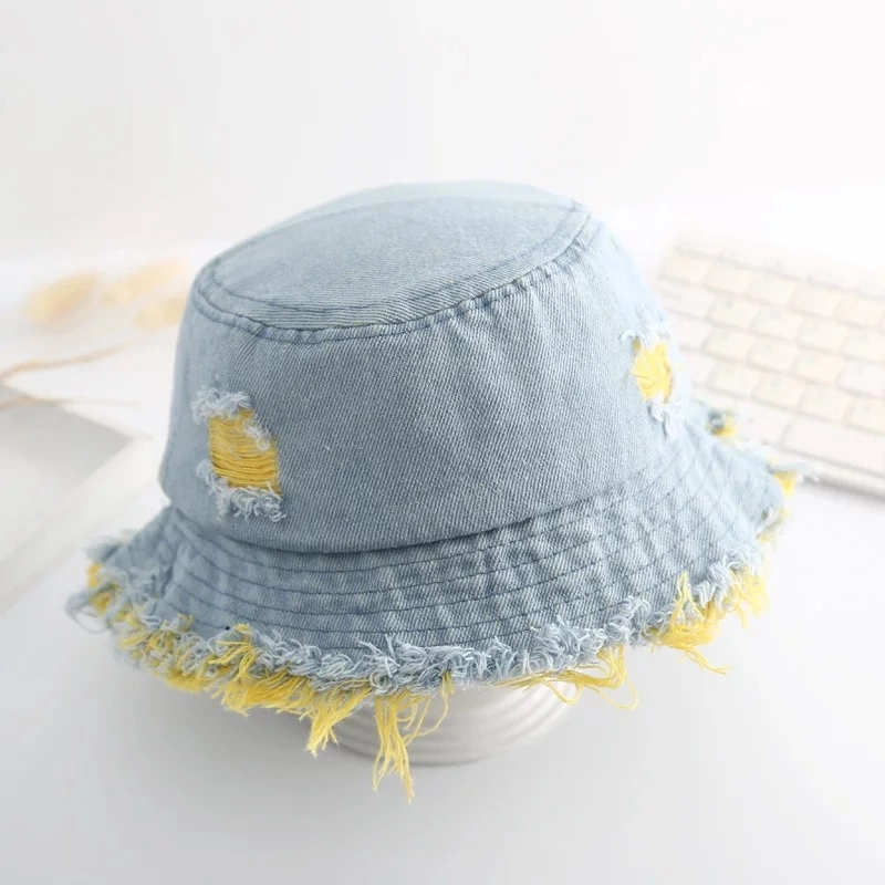 High Quality Outdoor Plain Denim Fishing Fashion Classic Children Bucket Hat