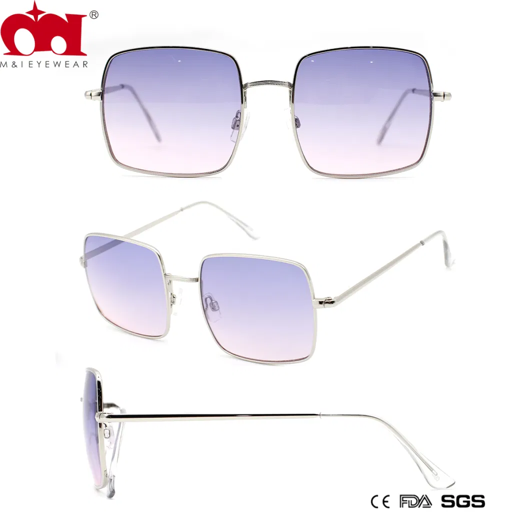 Light Color High Quality Big Fashionable Frame Metal Sungalsses (WSM20060)