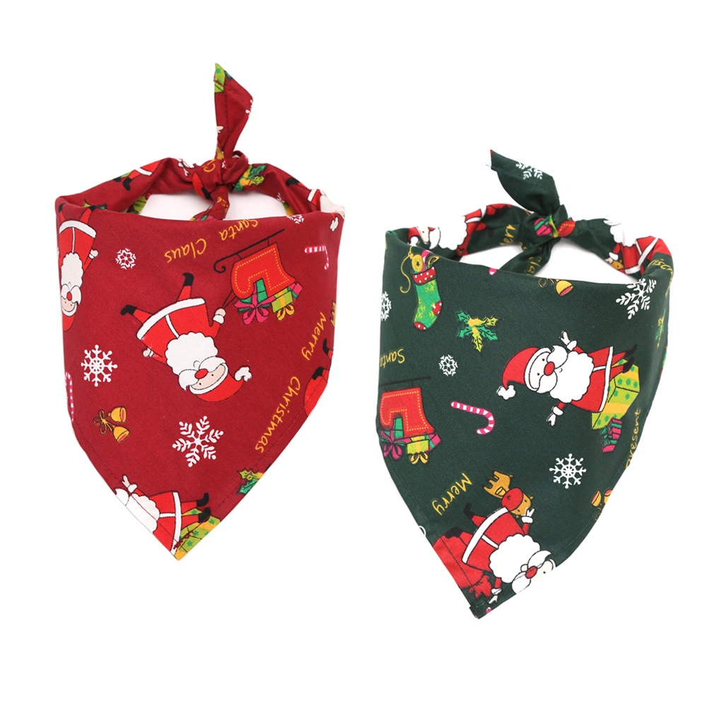 Dog Collar Accessories Christmas Santa Holiday Pet Cotton Bandanas