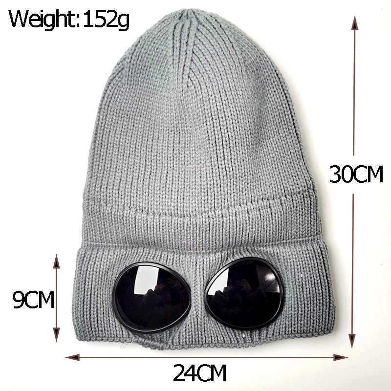 2023 Unisex Winter Cycling Thicken Knit Warm Beanie Earflaps Hat with Glasses