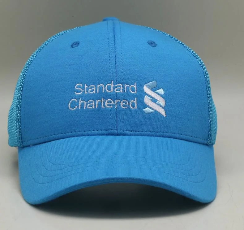 CVC Cotton Blue Baseball Cap with Elastic Rope Mesh