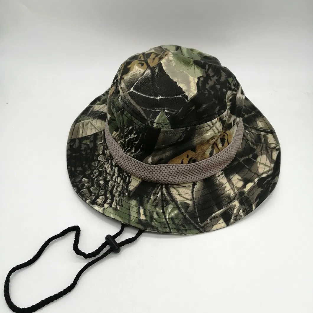 Camo Bucket Hats Summer Camping Hunting Travel Beach Sun Hat Outdoor Cap Unisex Fisherman Bucket Hat with String