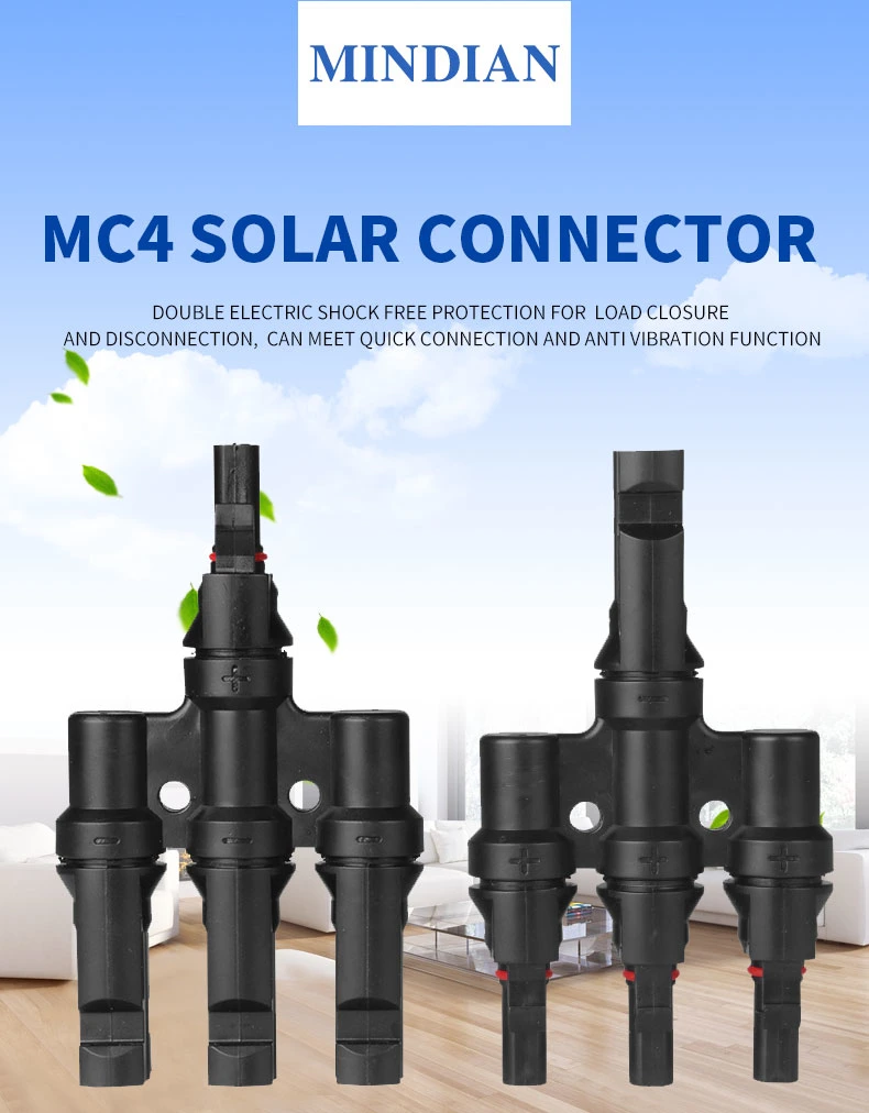 Parallel Connection Durable Brand New Energy Adapter Cable Connector Solar PV Branch T Type Connector 5 in 1 Solar Panel