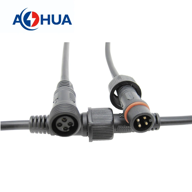 Aohua Factory Cusom Solar Lighting Panel to Battery Waterproof Cable 4pin Circular PVC Connector M14 110V 4A DC Connector