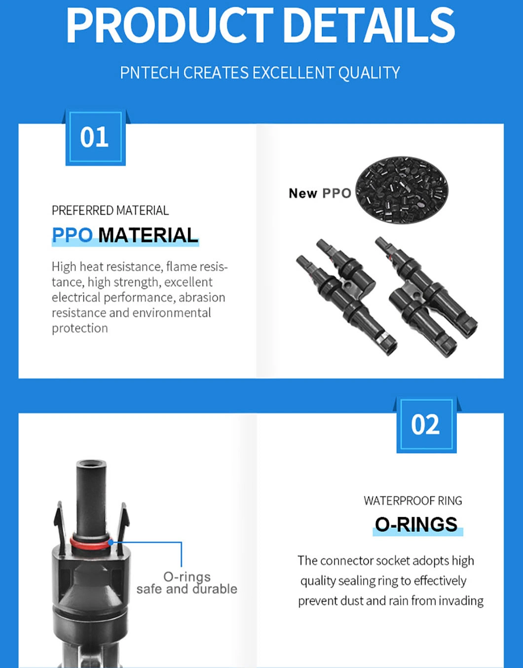 Good Quality 1000V DC PV004-T2 2 to 1 Solar Power Connector in Stock