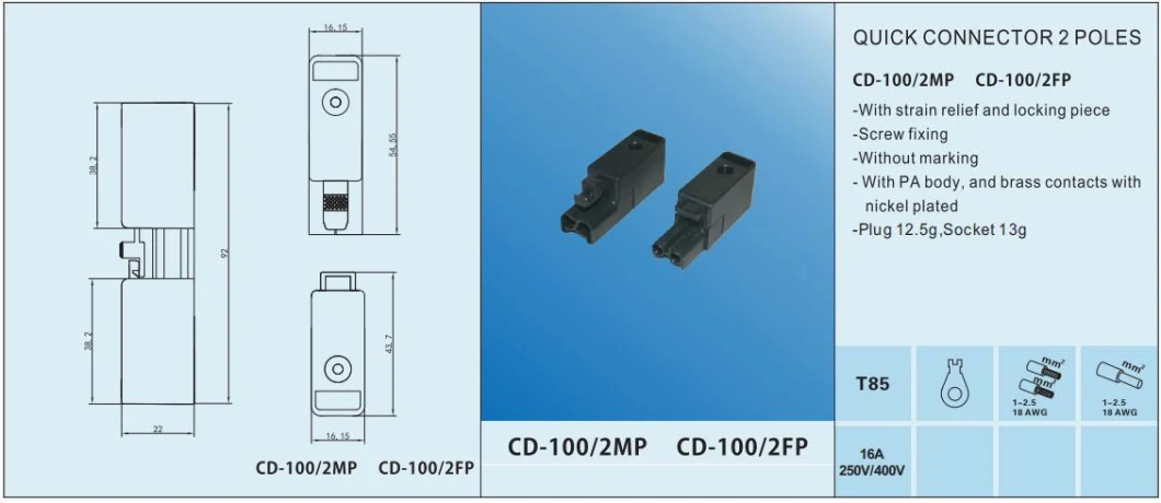 3 Poles Gst Connector Male Free End Connection Cable Length by Customized