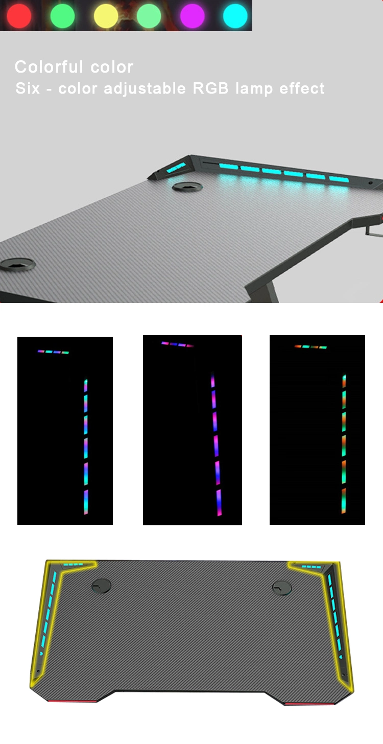 Wholesale Gaming PC Desk Computer Racing Table with RGB LED Lights Gaming Table for Gamer