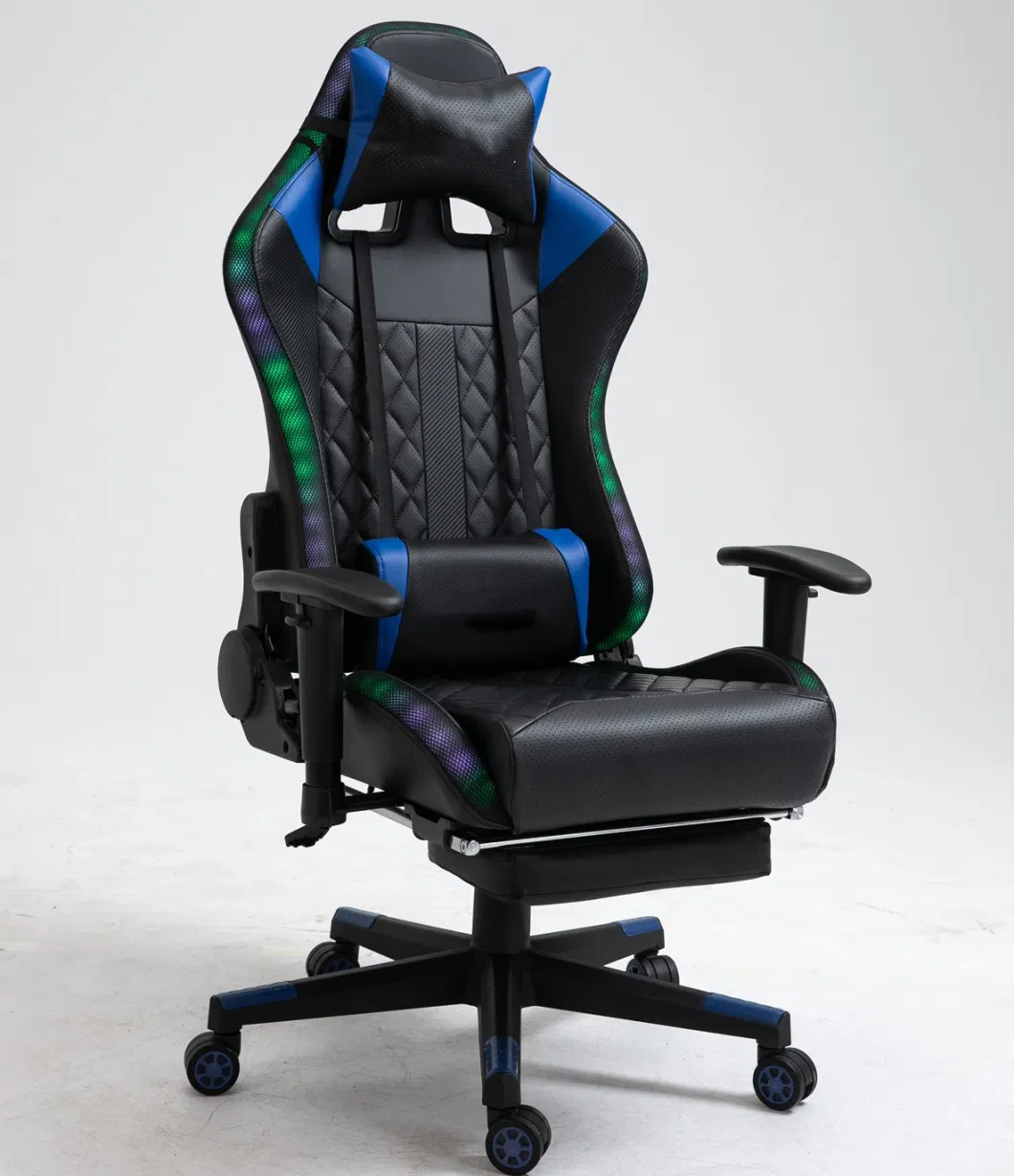 Gaming Chair LED Lights RGB Blue Teeth Music Speaker Office Chair Gaming Chair with Footrest