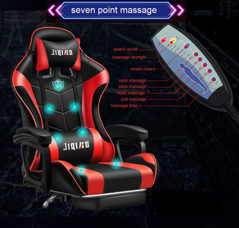 Custom Pink LED RGB Computer PC Game Chair Gaming PU Leather Silla Gamer Massage Racing Gaming Chair with Lights and Speakers