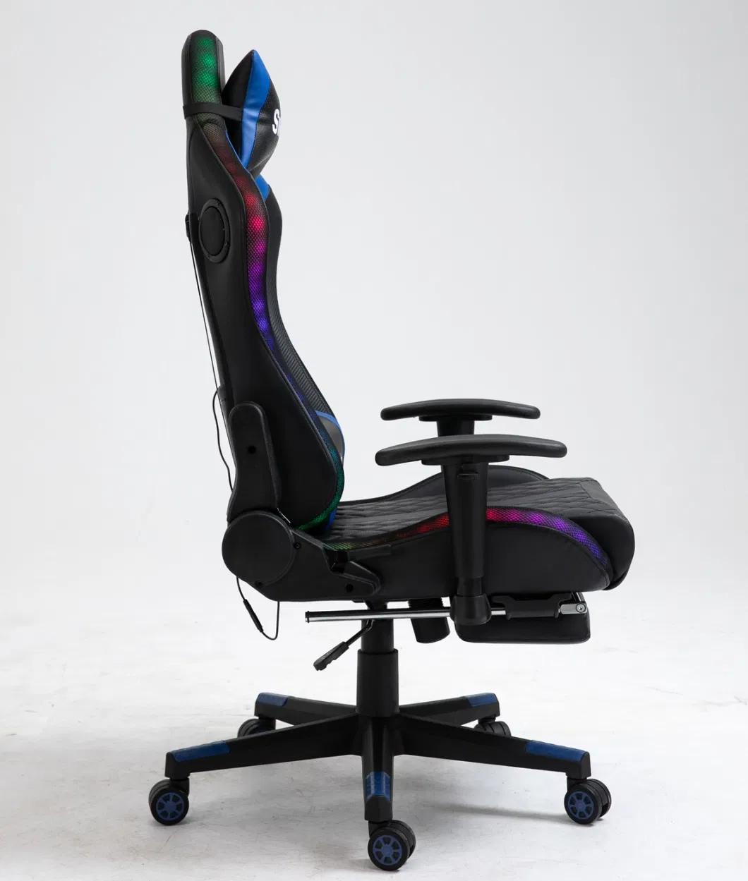 Gaming Chair LED Lights RGB Blue Teeth Music Speaker Office Chair Gaming Chair with Footrest