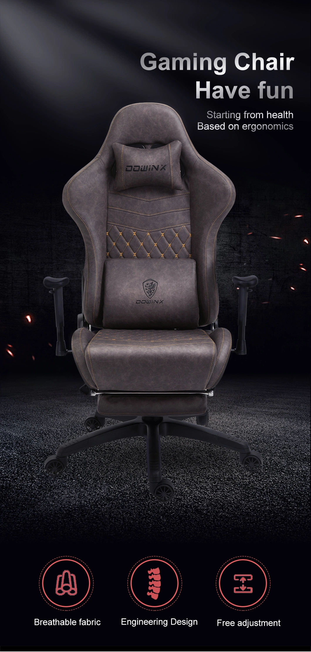 China Manufacturer Adjustable Armrest Ergonomic Swivel Computer Gaming Chair with Customized Logo