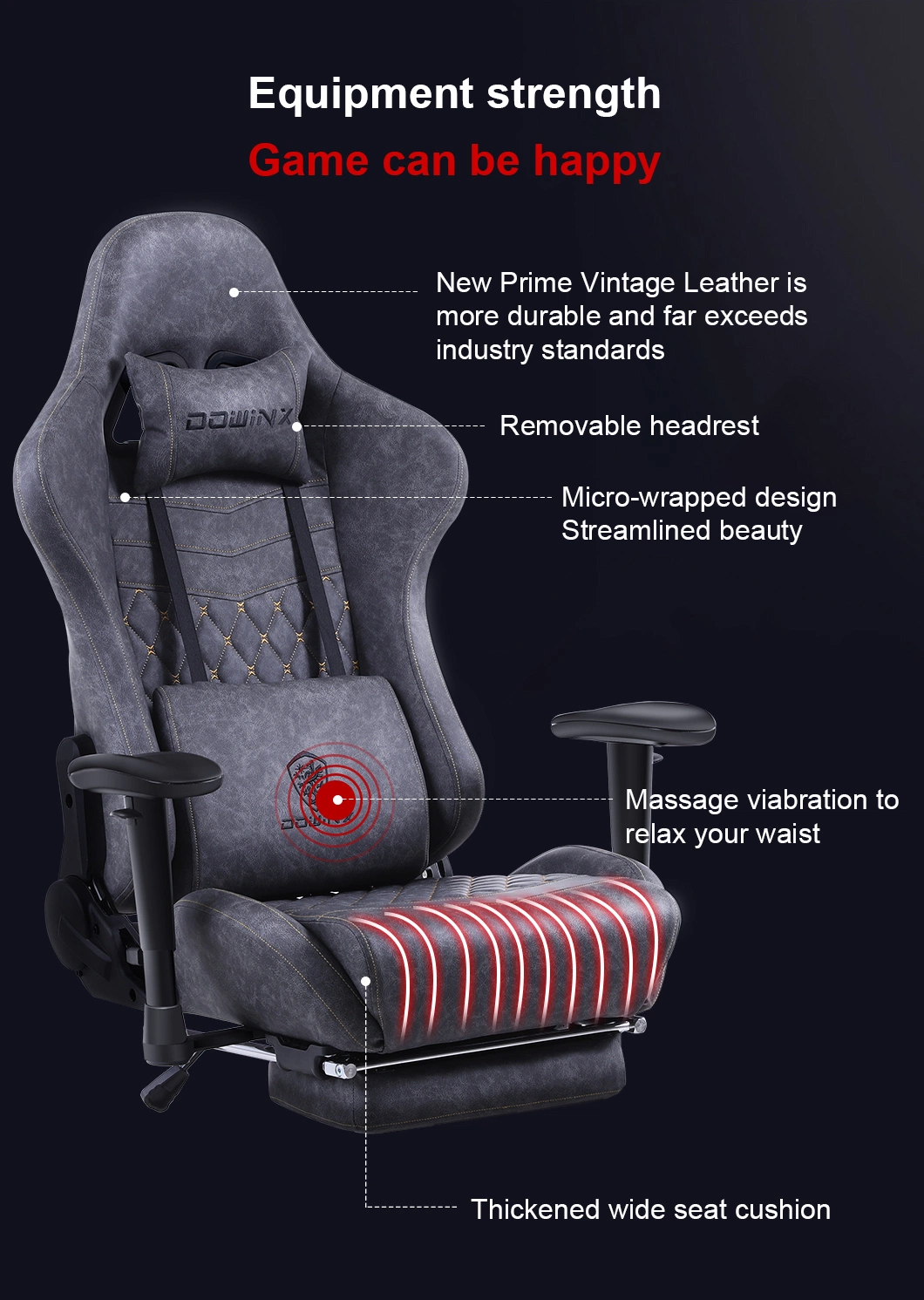 E-Commerce Hot Sale E-Sport Ergonomic PC Gaming Swivel Reclining Chair with Free Sample and Metal Legs