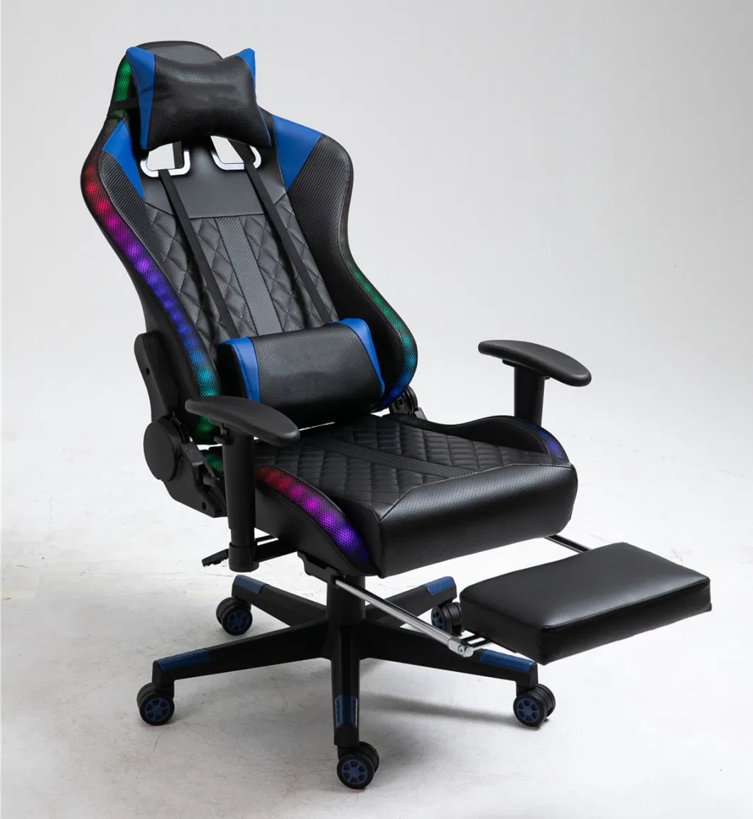 Gaming Chair LED Lights RGB Blue Teeth Music Speaker Office Chair Gaming Chair with Footrest