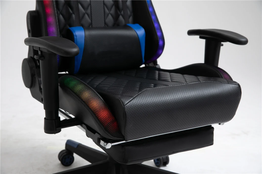 Gaming Chair LED Lights RGB Blue Teeth Music Speaker Office Chair Gaming Chair with Footrest