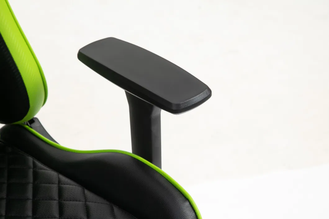 Green Gaming Chair with Footrest Diamond Quilting Ergonomic Racing Chair