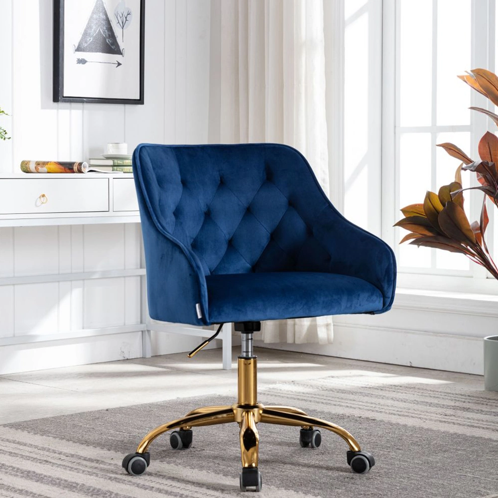 Modern Leisure Office Chair with Blue, Velvet