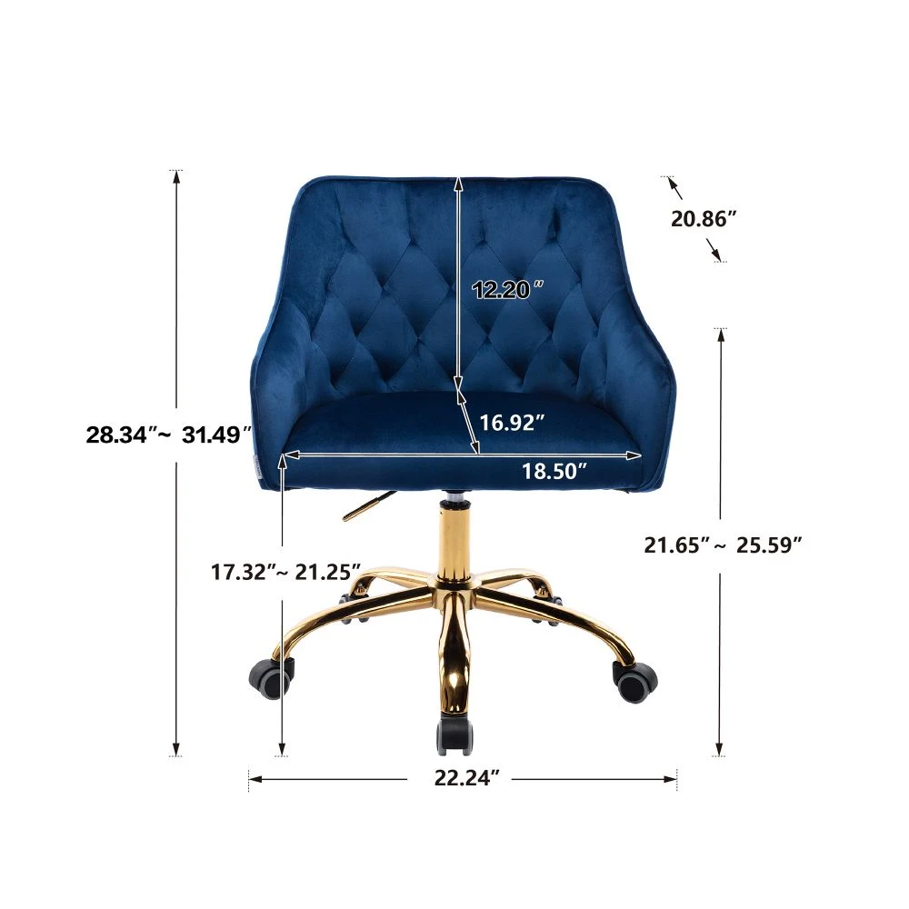 Modern Leisure Office Chair with Blue, Velvet