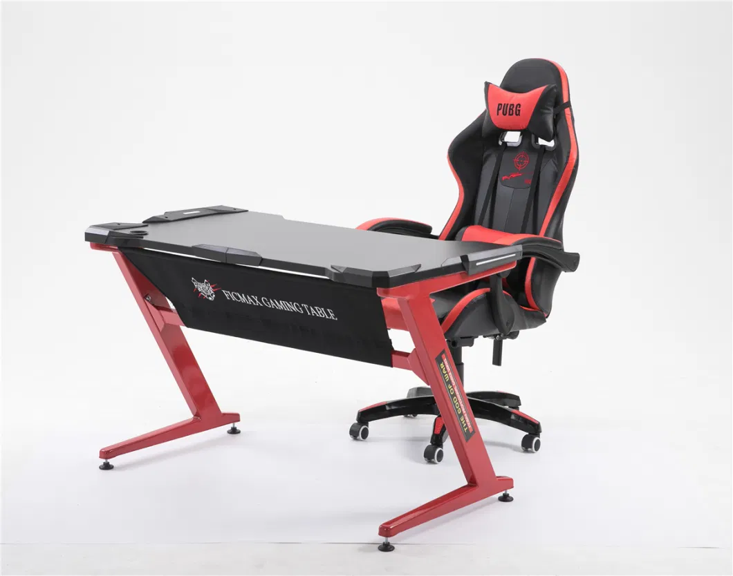 2019 Hot Selling PC Computer Desk 7 Colors Gaming Table with LED Light Gaming Chair