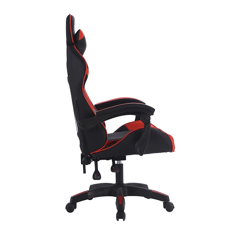 Red and White Lumbar Support PU Back Computer Gaming Chair with Footrest