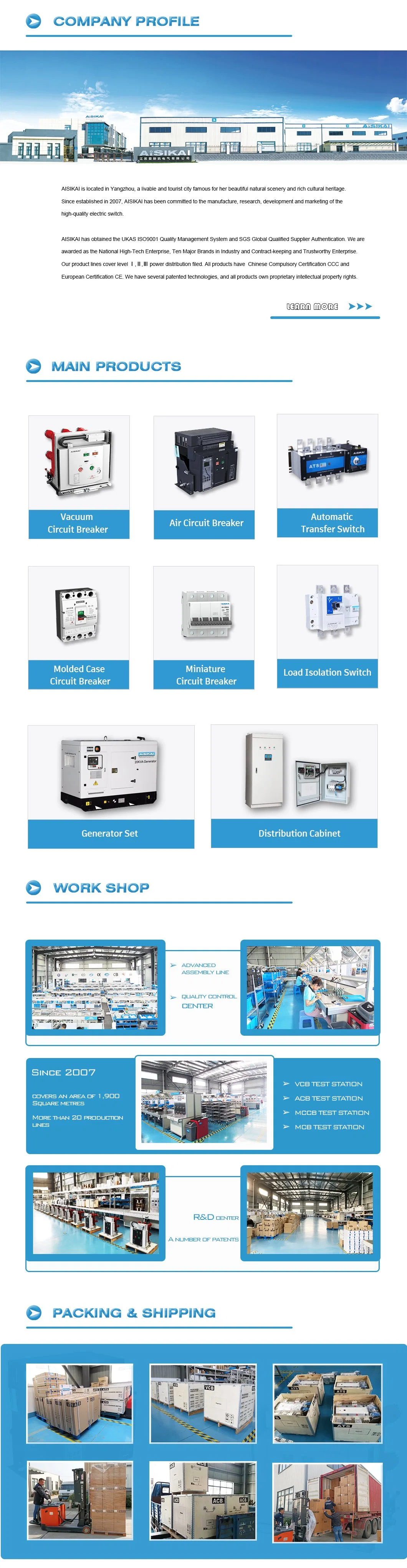 Aisikai Under Voltage Protection Acb 630A Intelligent Universal Circuit Breaker