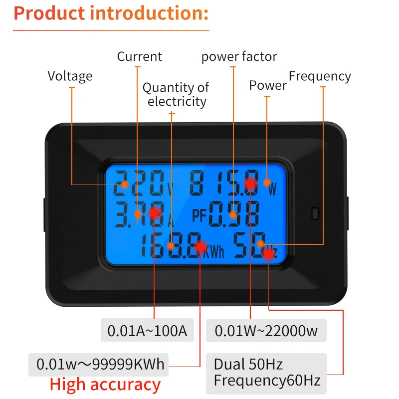 LCD Panel Monitor Power Energy Analog Voltmeter Ammeter Watt Current AMPS Volt Meter Digital AC Voltage Meters