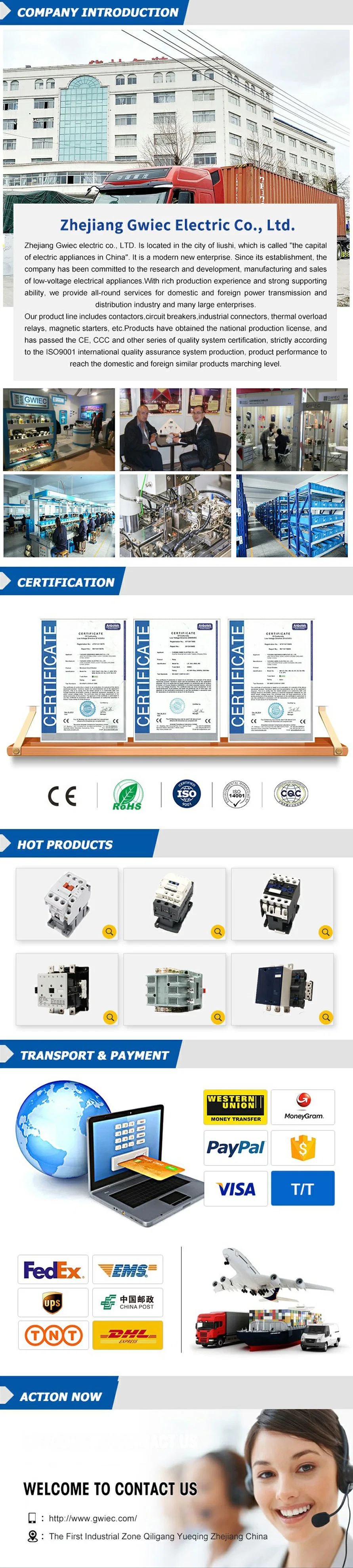 50Hz 25 kvar OEM 32A 43A 63A 85A 95A Power Capacitor Switching Contactor