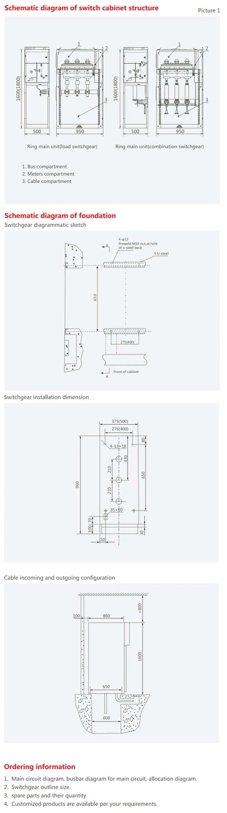 Xgn15-12 Sf6 12kv Fixed Type Package AC Metal Enclosed Ring Main Unit Rmu