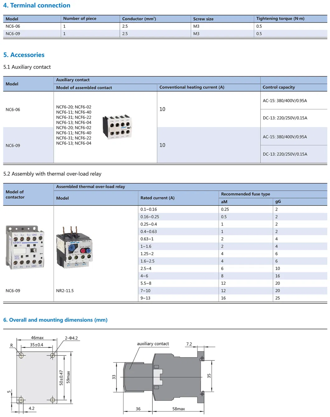 Chint Original Nc6 Contactor Nc6-0601 Nc6-0610 Nc6-0901 Nc6-0910 Nc6-0604 Nc6-0608 Nc6-0904 Nc6-0908 Chnt Mini Contactor