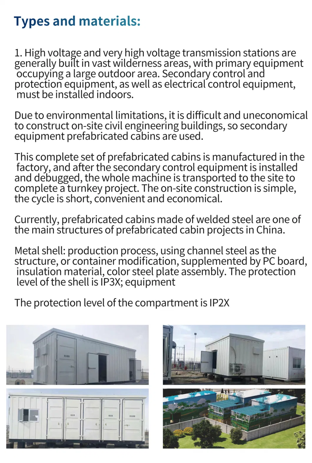 Yb-11kv 15kv 24kv 33kv 400-2000kVA Export Type European Outdoor High Voltage Box Substation Prefabricated Cabin