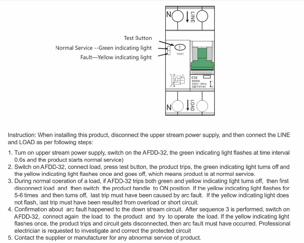 Geya Afdd2-40 1p+N a Type Afdd 40A Productwith Residual Current Operated Function