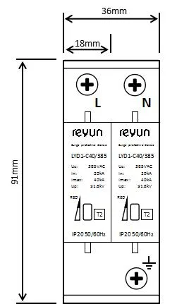 Reyun Lyd1-C40 385V 18mm 4p SPD Surge Protective Device