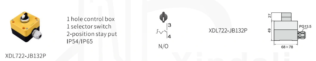 Xdl722-Jb132p Push Button IP67 Remote Control Selector Switch Control Box