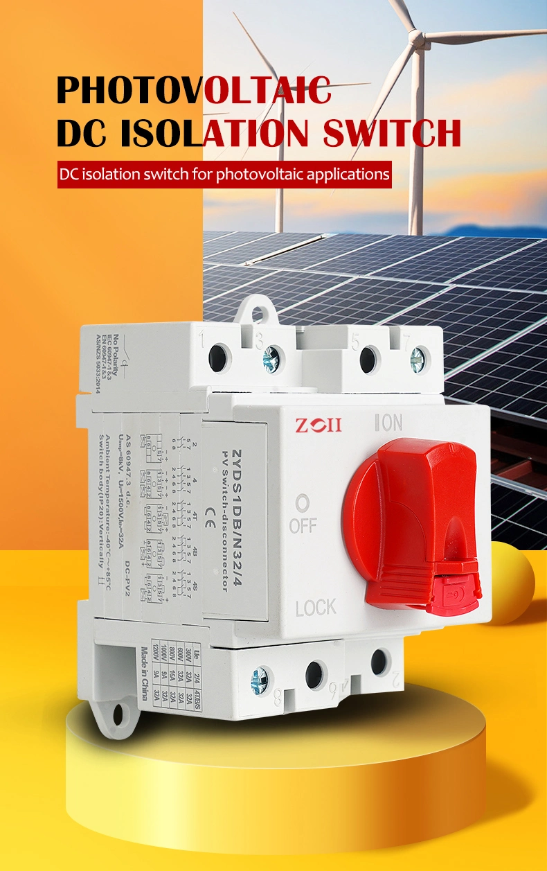 Zoii Electrical Change Over Switch PV Solar Isolator Switches 1000V DC 32A 2p 4p Rotary Switches Zyis-N32/4