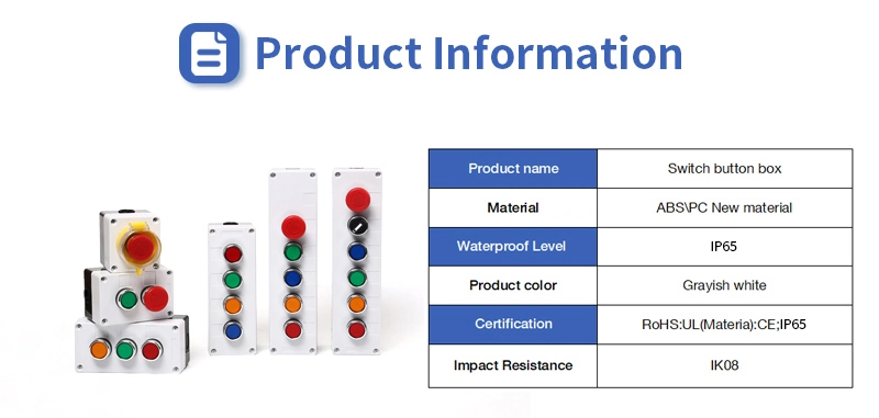 OEM 5 Holes Plastic IP65 Waterproof Electric Emergency Stop Push Button Switch Box