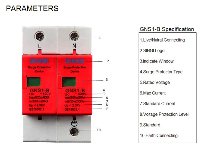 320/385V 30ka 40ka 60ka Double SPD Surge Protector Device