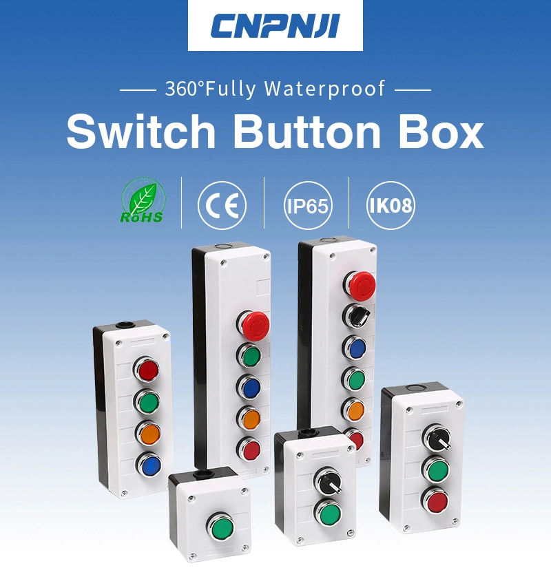 Cnpnji Green and Red Power Push Button Switch on and off Box with IP67 Waterproof Junction Box and Cable Gland