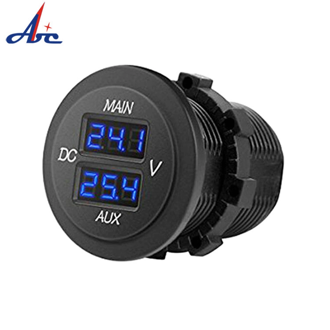 Panel Voltage 10-60V Blue LED Digital Round Double DC Voltmeter